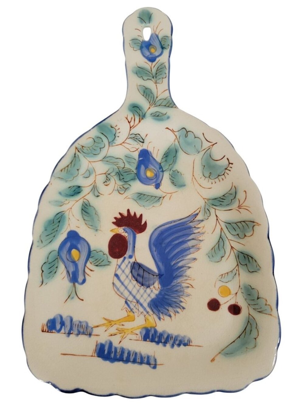 Hand-Painted Nasco Japan Ceramic Rooster Cheese Charcuterie Board 11x7" Vintage